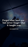 Forgot what hurt you , but never forget what it taught you.