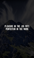 Pleasure in the job puts perfection in the work.