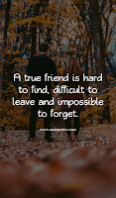A true friend is hard to find, difficult to leave and impossible to forget.